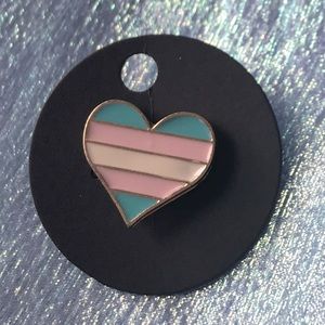 3/$15 Heart Shaped Transgender Trans Pride Flag Enamel Pin Gold Tone